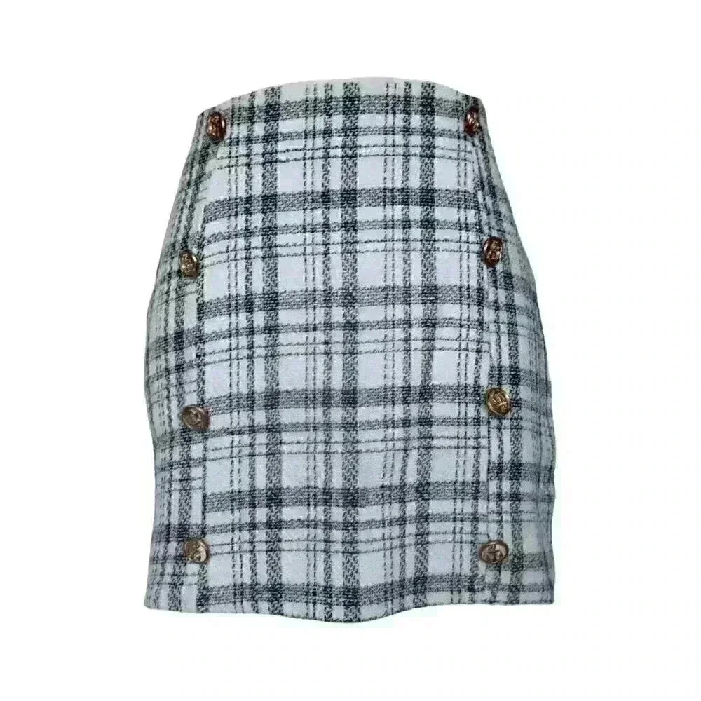 Mini Tweed Skirt with faux gold buttons - Picture 2 of 2